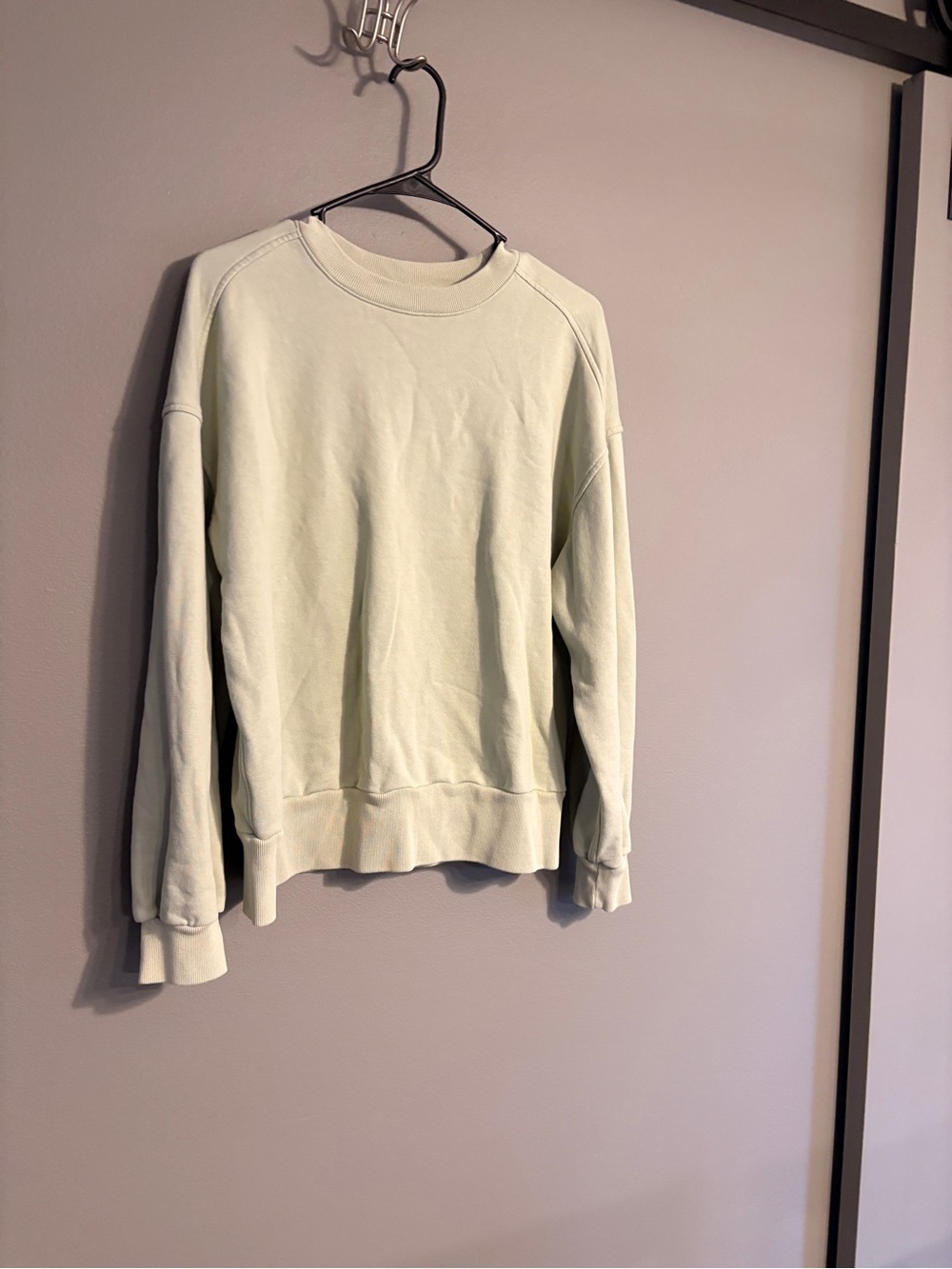 Everlane Lightweight Crewneck Sweatshirt in Pale Mint Green